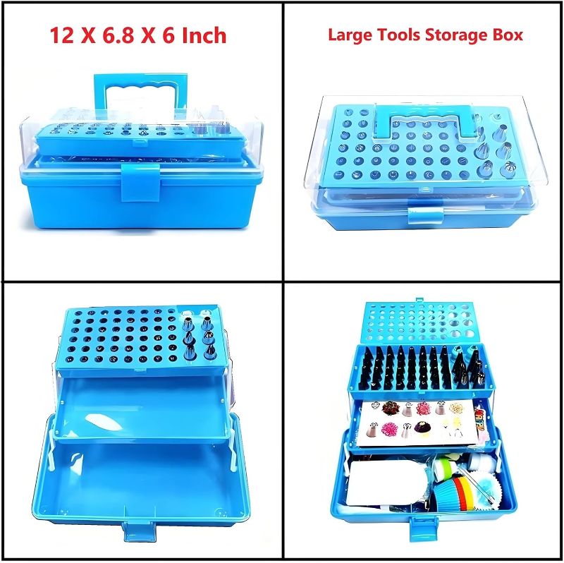 Photo 1 of (USED/MISSING PARTS) YOQXHY 387 Pcs Cake Decorating Kit Piping Bags and Tips Set,with 64 Icing Tips,102 Pastry Bags,5 Couplers,Cake Spatulas,More Cupcake Cookie Decoration Tools,Toolbox, (Pink)