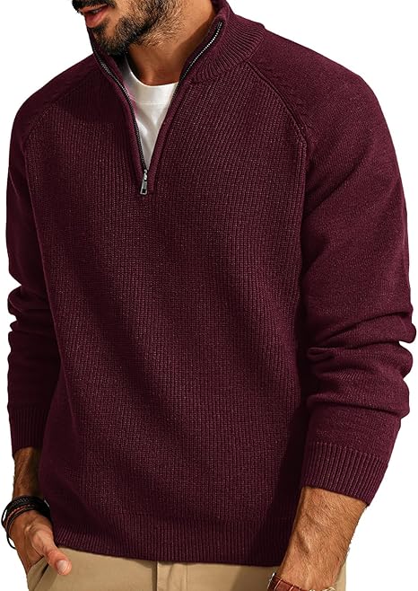 Photo 1 of  *** USED *** Mens Quarter Zip Pullover Sweater Turtleneck Raglan Long Sleeve Sweaters SIZE SMALL       