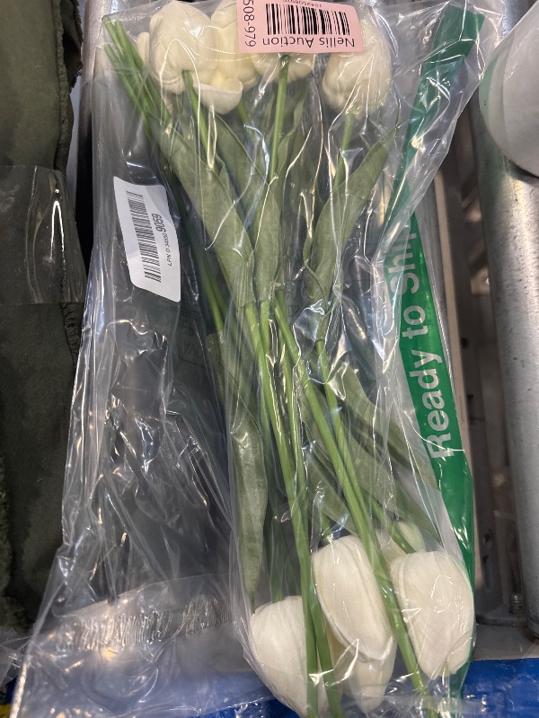 Photo 1 of 10 Pcs White Tulips Artificial Flower Real Touch Fake Tulip Fake Flowers for Mother's Day 13.5" Faux Tulips Faux Flowers Bulk Artificial Tulip Flowers for Vase Centerpieces Home Wedding Bouquet