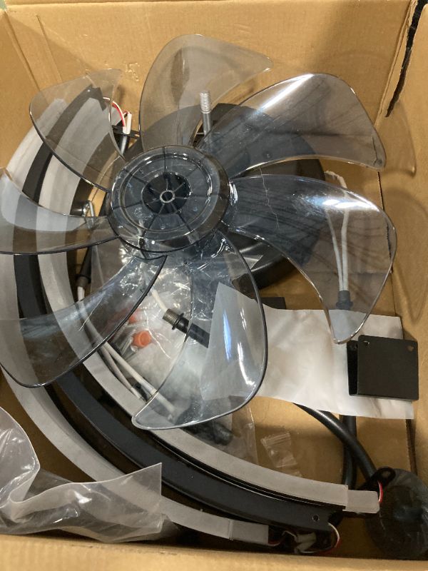 Photo 1 of ZMISHIBO Low Profile Ceiling Fans with Lights and Remote, 20 Inch Flush Mount Ceiling Fan with Light, 3000K-6000K Dimmable Fandelier LED Fan Light, 6 Wind Speeds Black Ceiling Fans for Bedroom