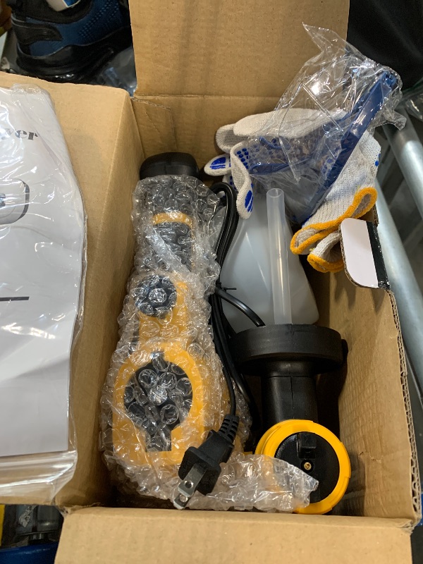Photo 1 of Paint Sprayer 1000W High Power Electric Spray Paint Gun with Adjustable Spray Width Knob 4 Nozzles and 3 Patterns Easy to Clean for Furniture Home Interior House Painting Yellow