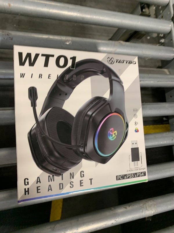 Photo 1 of Tatybo Wireless Gaming Headsets for Ps5 Ps4 PC, 40H+ Hrs & 7.1 Surround Sound with Noise Canceling Microphone for Switch Phone (2.4GHz WiFi Mode), ONLY Wired Mode Suit for Xbox Series