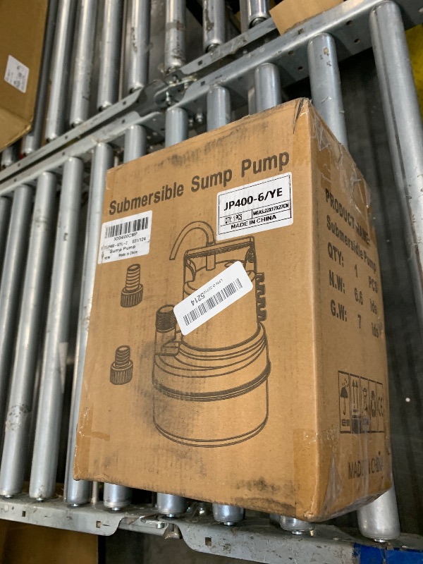 Photo 1 of 1/2 HP Submersible Water Pump 2900 GPH Portable Sump Pump For Pool, Basements, Puddles, Ponds With 16.4 Ft Power Cord and Hose Adapters, Yellow