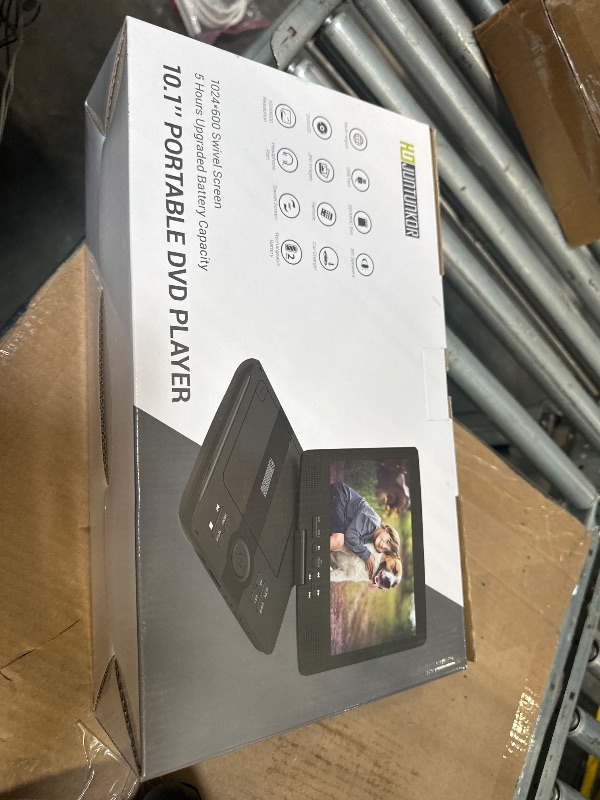 Photo 1 of 12" Portable DVD Player with 5-Hour Rechargeable Battery, 10.1" HD Swivel Display Screen, Support CD/DVD/SD Card/USB, Car Headrest Case, Car Charger, Last Memory Valentines