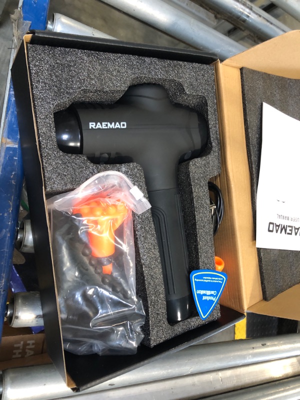 Photo 1 of **MISSING PARTS **RAEMAO Massage Gun, Handheld Electric Deep Tissue Muscle Massager for Athletes for Pain Relief Attaching 8 Replacement Heads, Percussion Massager with 10 Speeds, Father's Day Gifts, Black