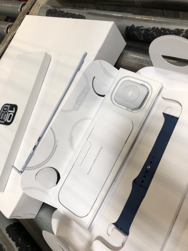Photo 1 of **LOCKED**Apple Watch Series 10 [GPS 46mm case] Smartwatch with Silver Aluminium Case with Denim Sport Band - M/L. Fitness Tracker, ECG App, Always-On Retina Display, Water Resistant