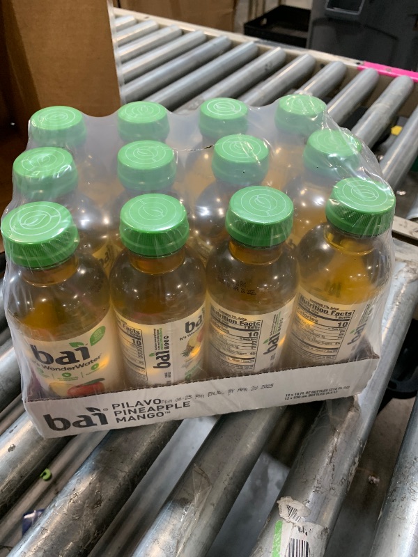 Photo 1 of *****EXPIRED 04/28/2025*******
Bai Antioxidant Infused Water Beverage, Pilavo Pineapple Mango, with Vitamin C and No Artificial Sweeteners, 18 Fluid Ounce Bottle, 12 Pack