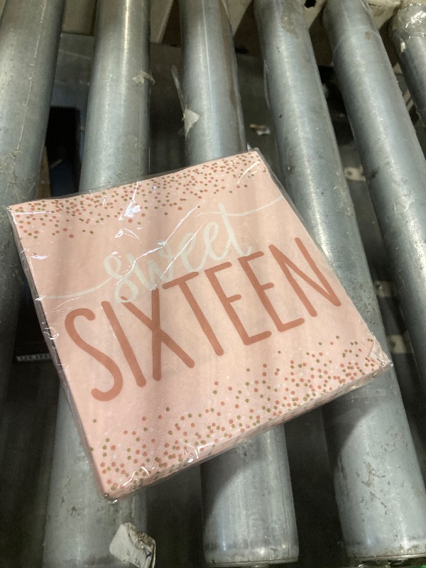 Photo 1 of "Sweet Sixteen" Blush Luncheon Napkins, 6.5" (16-Pack) - Premium Quality Napkins for Birthday Parties, Events and Everyday Use