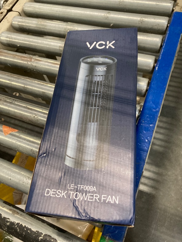Photo 1 of   VCK 13'' Tower Fan for Bedroom,27ft/s Velocity Quiet Floor Fan,90° Bladeless Fan for Indoors with 3 Speeds,3 Modes,Oscillating Fans for Indoors,Portable Desk Table Fans for Room, Home,Office