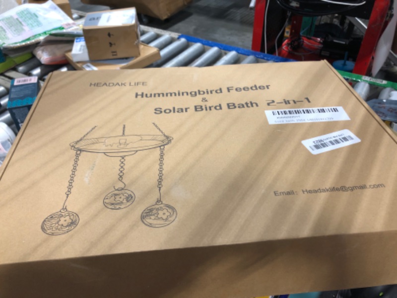 Photo 1 of ***MISSING ,AIN BOWL***HEADAK LIFE Hummingbird Feeder and Bird Bath for Outdoors 2-in-1 for Small Birds - Hummingbird Bath Fountain with 3 Red Feeder Pots - Hanging Solar Bird Bath Fountains NY1-FN04