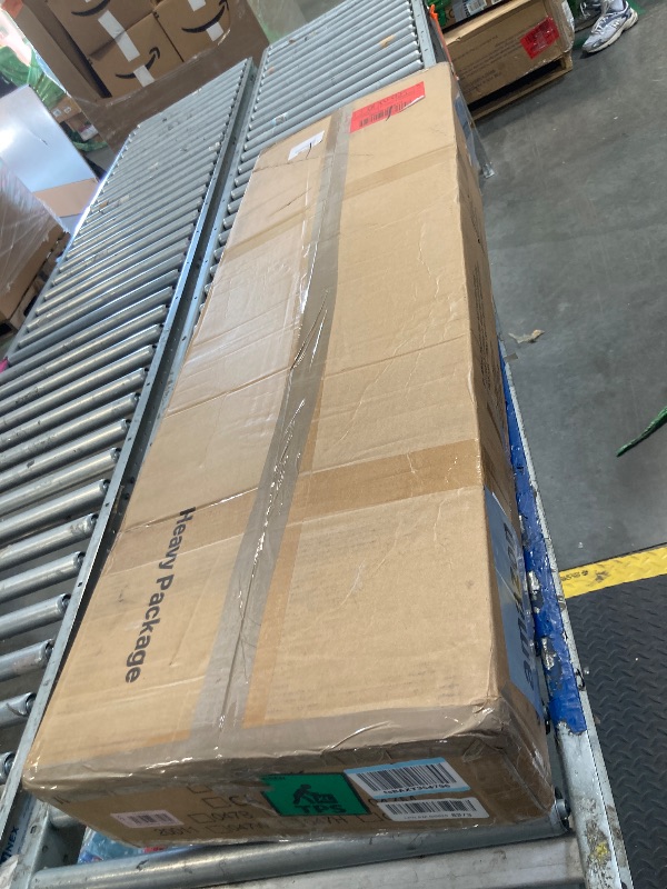 Photo 1 of ***MISSING HARDWARE***
TIQLAB 48 * 28 Inch Standing Desk with Four Drawers, Stand Up Standing Desk Adjustable Height, Electric Sit Stand Desk with Storage Shelf and Splice Board, Maple
