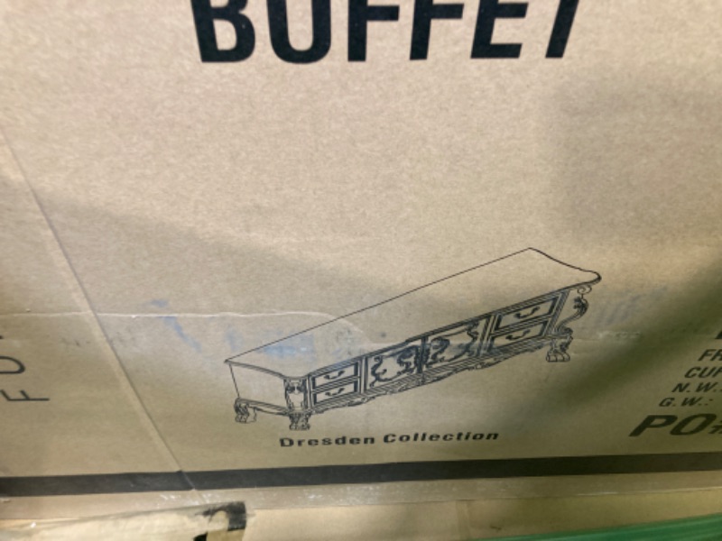 Photo 1 of ****MULTIPLE BOX SET**** ACME Dresden Hutch & Buffet - - Gold Patina & Bone