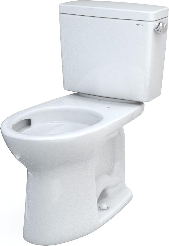 Photo 1 of **SEAT ONLY**TOTO Drake Two-Piece Elongated 1.28 GPF Universal Height TORNADO FLUSH Toilet with CEFIONTECT and Right-Hand Trip Lever, Cotton White 