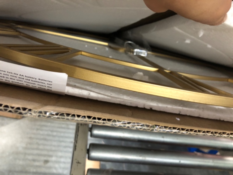 Photo 1 of Wall Clock, Large 36 Inch Gold Decorative Wall Clock for Living Room Decor, Modern Metal Roman Numeral Battery-Operated for Dinning Room, Home, Office, Kitchen, Mantel