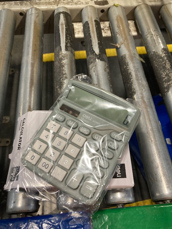 Photo 1 of Calculator, Deli Standard Function Desktop Calculators with 12 Digit Large LCD Display and Sensitive Button, Solar Battery Dual Power Office Calculator, Green