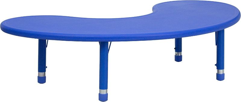 Photo 1 of **HALF MOON TABLE BUT IS NOT EXACT MATCH AS STOCK PHOTO-PLEASE USE STOCK FOR AS A REFRENCE GUIDE**
Half-Moon Blue Plastic Height Adjustable Activity Table
