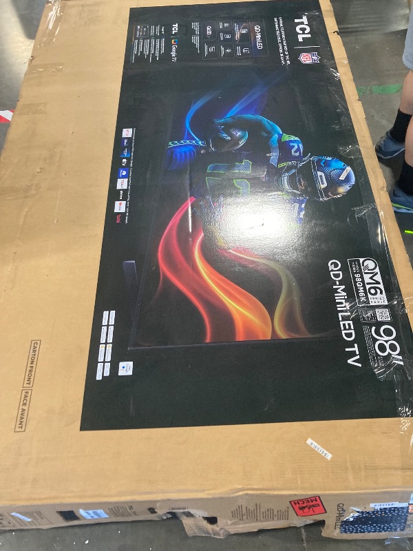 Photo 1 of **will need truck for pick up**TCL 98-Inch QM6K QLED 4K Smart QD-Mini LED TV with Google TV (98QM6K, 2025 Model) Dolby Vision IQ, Dolby Atmos, HDR, Game Accelerator up to 288Hz, Voice Remote, Works with Alexa, Streaming Television