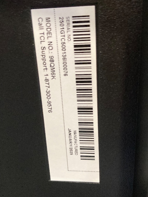 Photo 1 of **will need truck for pick up**TCL 98-Inch QM6K QLED 4K Smart QD-Mini LED TV with Google TV (98QM6K, 2025 Model) Dolby Vision IQ, Dolby Atmos, HDR, Game Accelerator up to 288Hz, Voice Remote, Works with Alexa, Streaming Television