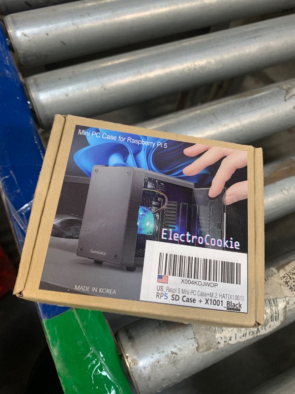 Photo 1 of ElectroCookie Mini PC Case for Raspberry Pi 5 with M.2 NVMe SSD PCIe HAT and Active RGB Lighting Cooler (Black Case + M.2 HAT[X1001])