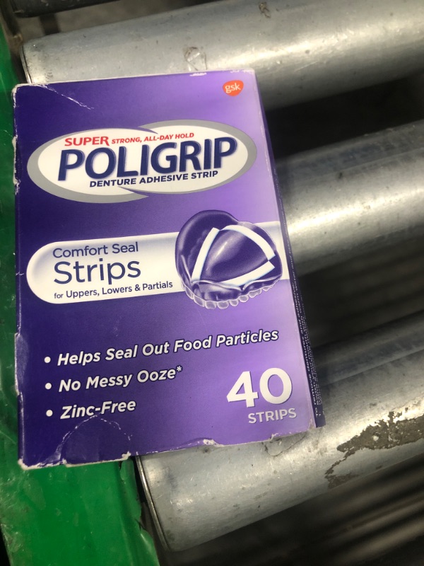 Photo 1 of Super Poligrip Strips Size 40 Ct Poligrip Strong All Day Comfort Seal Denture Adhesive Strips