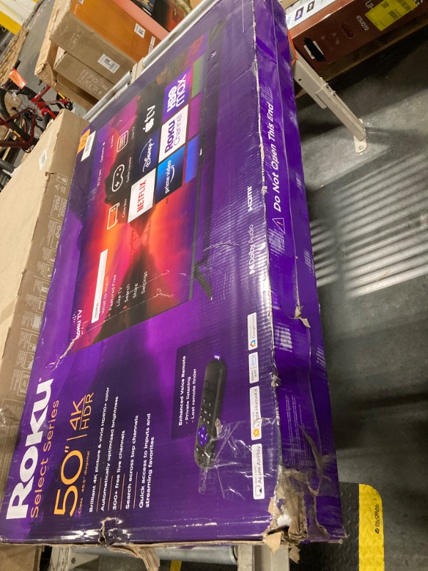 Photo 1 of ** ONLY PARTS ** Roku Smart TV – 50-Inch Select Series 4K HDR RokuTV with Roku Enhanced Voice Remote, Brilliant 4K Picture, Automatic Brightness, & Seamless Streaming – Live Local News, Sports, Family Entertainment