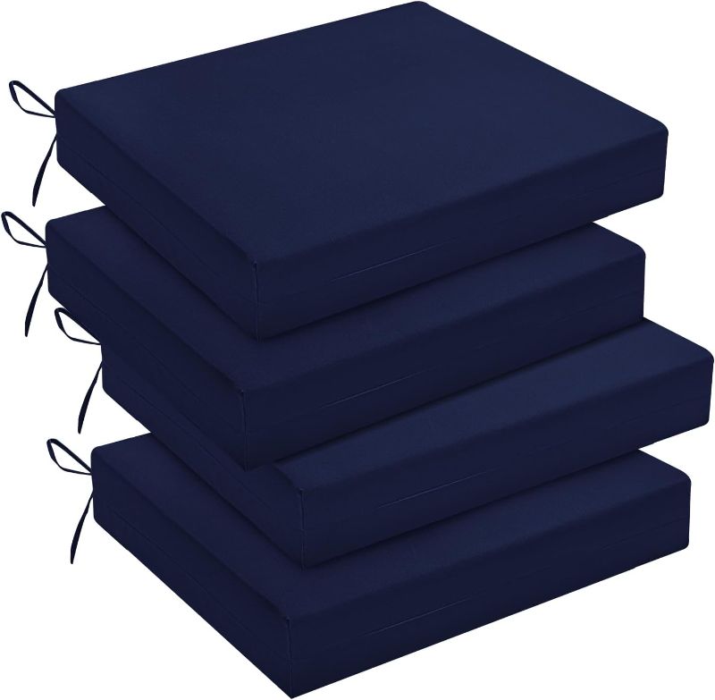 Photo 1 of  Outdoor Chair Cushions Set of 4 for Patio Furniture, Water-Resistant Square Corner Patio Chair Cushions with Ties, High