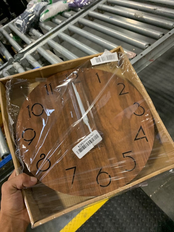 Photo 1 of Nicunom 12 Inch Wooden Wall Clock, Cut-Out Numbers Design, Rustic Country Style Wall Clocks, Silent Non-Ticking, Decor for Home Living Room Bedroom Kitchen Office - Battery Operated