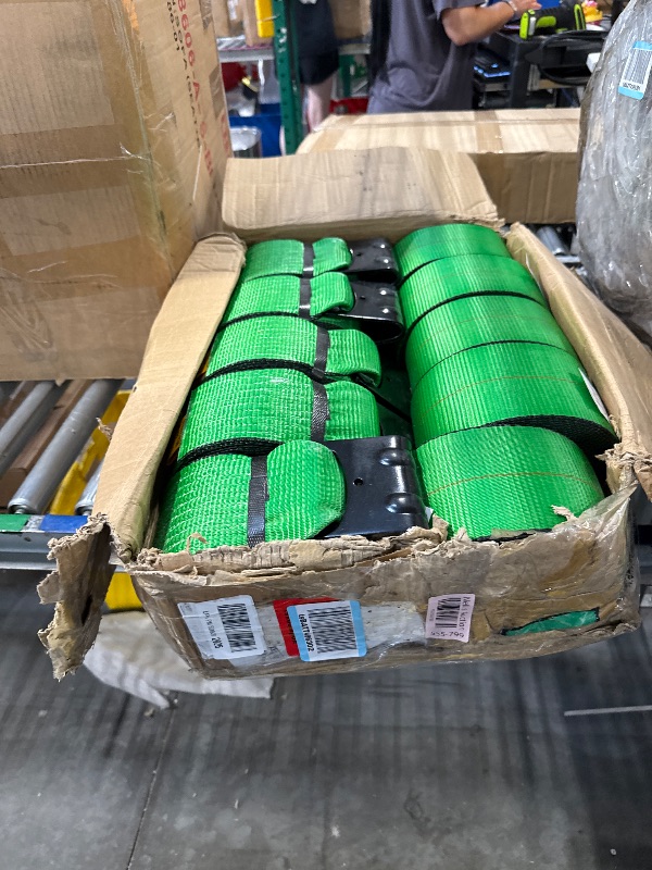 Photo 1 of 
Mega Cargo control (Pack of 4) Green Tie Down Straps, 4" x 40' Heavy Duty Tie-Down Winch Strap with Flat Hooks, for Flat Bed, Truck, Farm, Utility...