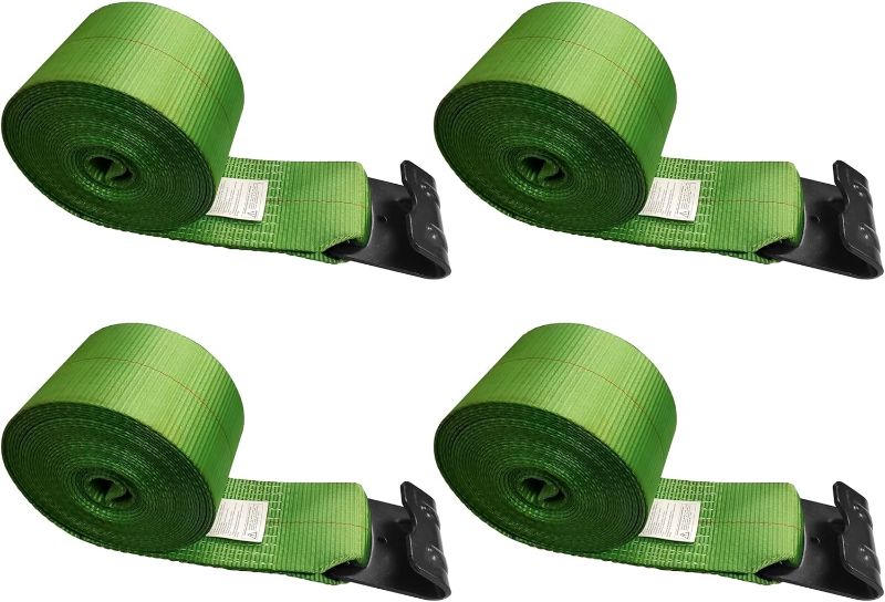 Photo 1 of 
Mega Cargo control (Pack of 4) Green Tie Down Straps, 4" x 40' Heavy Duty Tie-Down Winch Strap with Flat Hooks, for Flat Bed, Truck, Farm, Utility...