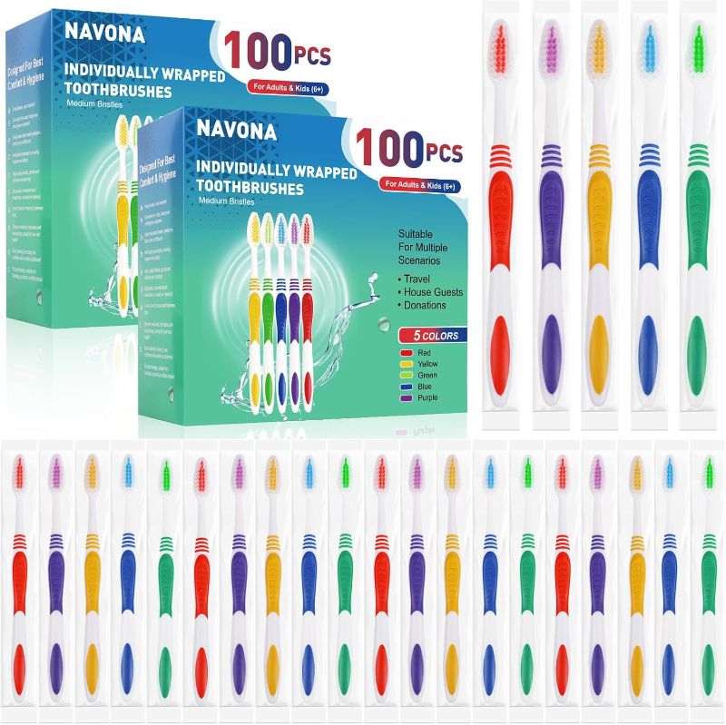 Photo 1 of 
Navona 200 PCS Premium Individually Wrapped Bulk Toothbrush Pack, Disposable Toothbrushes, Soft Toothbrush for Adult, Soft Bristle Toothbrushes, Ergonomics...