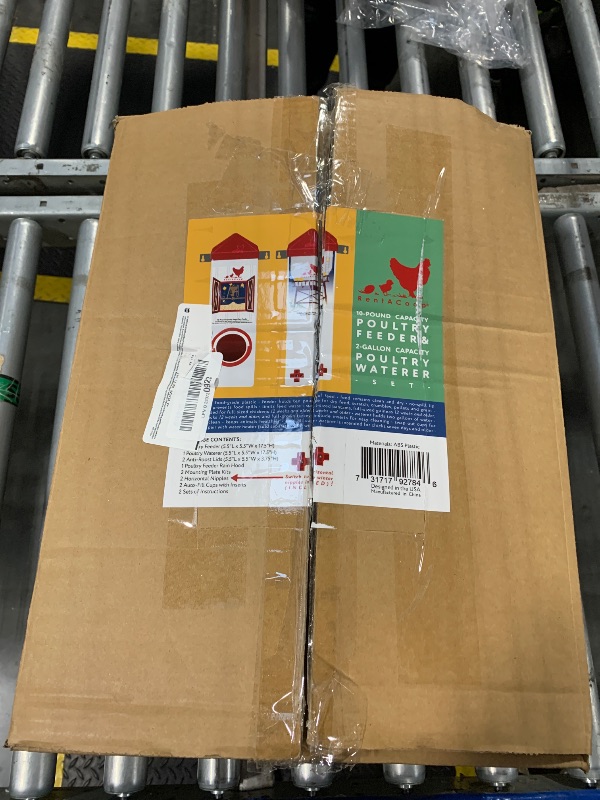 Photo 1 of ?Tgeyd Chicken Feeder and Chicken Waterer Set (3 Gallon/26 Pounds) - Hanging Automatic Chicken Feeder No Waste - Chicken Coop Accessories - Poultry Waterer