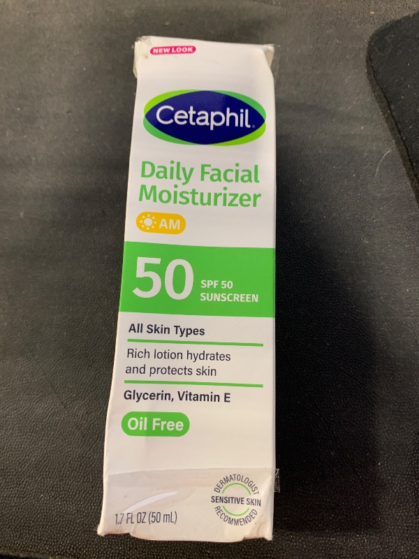 Photo 1 of ** 1 PC***Cetaphil Daily Facial Moisturizer SPF 50, 1.7 Fl Oz (Pack of 2), Gentle Facial Moisturizer For Dry to Normal Skin Types, No Added Fragrance, Dermatologist Recommended (Packaging May Vary)
