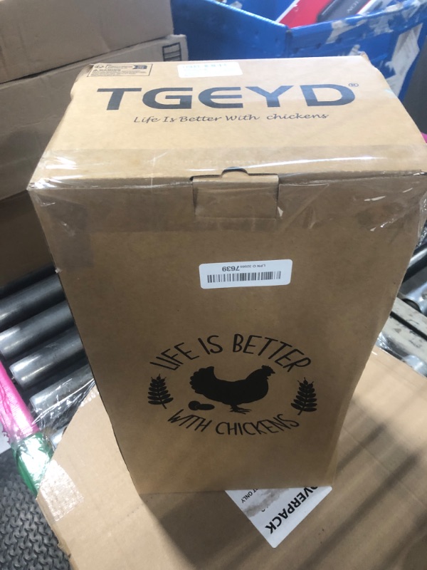 Photo 1 of ?Tgeyd Chicken Feeder and Chicken Waterer Set (3 Gallon/26 Pounds) - Hanging Automatic Chicken Feeder No Waste - Chicken Coop Accessories - Poultry Waterer