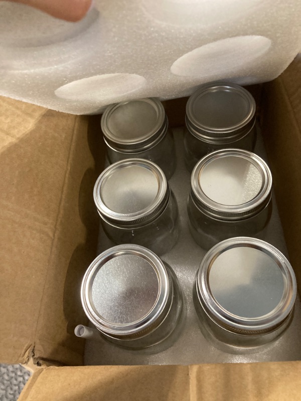 Photo 1 of [6 Pack] 16 oz. Regular-Mouth Glass Mason Jars with Metal Airtight Lids and Bands for 1 Pint Canning, Preserving, & Meal Prep
