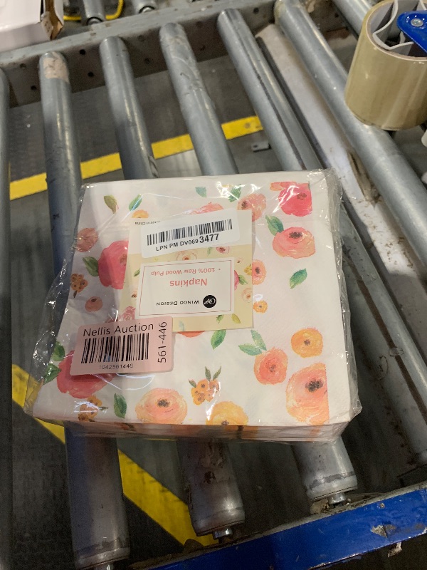 Photo 1 of 100PK Floral Napkins with Gold Design - 6.5 x 6.5 Inches Dinner Napkins 3-ply Floral Paper Napkins Disposable