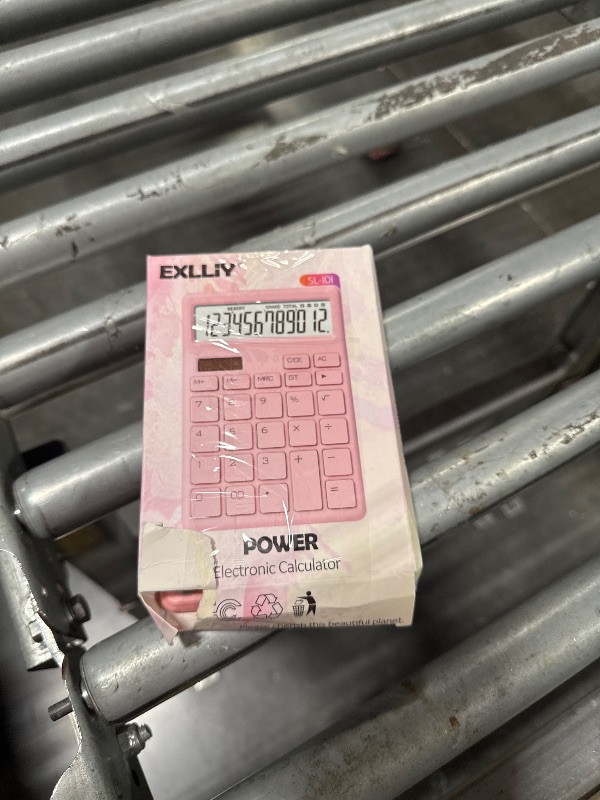Photo 1 of Exlliy Desk Calculator 12 Digit,Pink Desktop Dual Power Battery and Solar,Desk Calculators with Large LCD Display,Perfect for Home, Office,and School Use,Auto Sleep