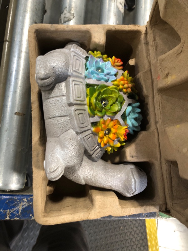 Photo 1 of Nacome Solar Garden Outdoor Statues Turtle with Succulent and 7 LED Lights - Lawn Decor Tortoise Statue for Patio, Balcony, Yard Ornament - Unique Housewarming Gifts
