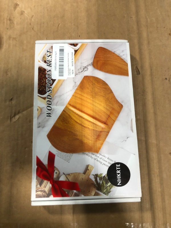 Photo 1 of Acacia Spoon Rest, Double Spoon Rest For Stove Top,Handmade Wooden Spoon Rest for Kitchen, Wooden Spoon Holder for Kitchen Counter, With Non Slip Silicone Feet,Perfect gift for mother's day
