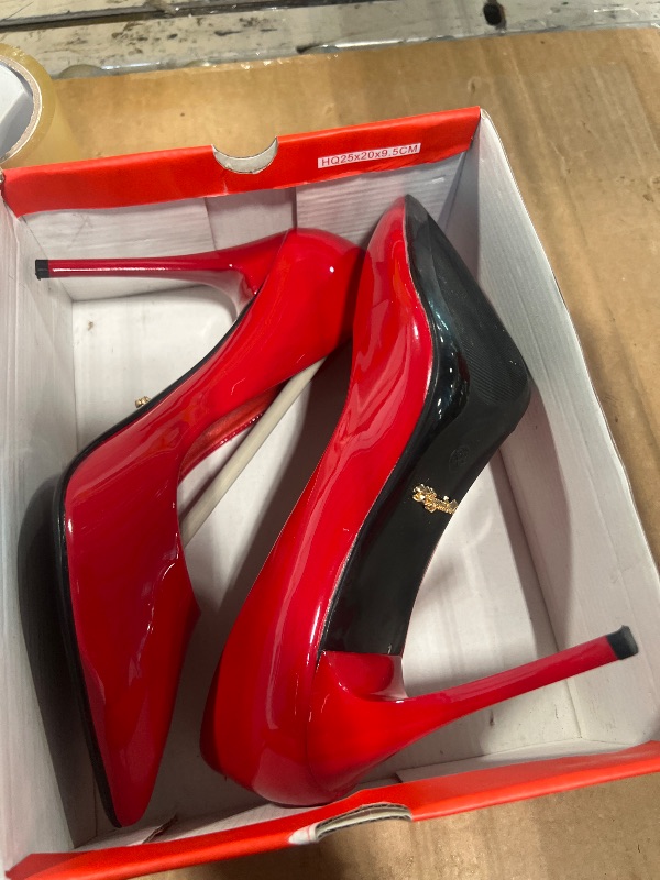 Photo 1 of hingswink Womens Red High Heels 4 Inch Closed Pointed Toe Pumps Stiletto Heels for Women Dress Sexy Wedding Pumps, Red07