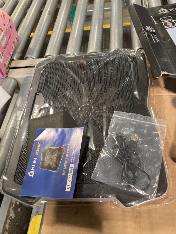 Photo 1 of KLIM Ultimate - RGB Laptop Cooling Pad with LED Rim - New 2024 - Gaming Laptop Cooler - USB Powered Fan - Very Stable and Silent Laptop Stand - Compatible up to 17" - PC Mac PS5 PS4 Xbox One