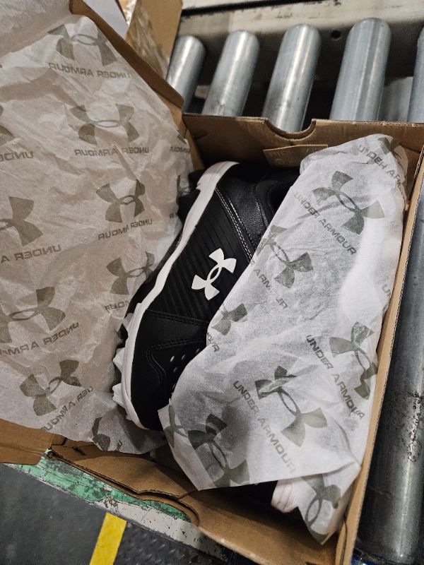 Photo 2 of **USED**
Under Armour Baby Boys Leadoff Low Junior Rubber Molded Cleat Baseball Shoe, (001) Black/Black/White, 3 Little Kid US