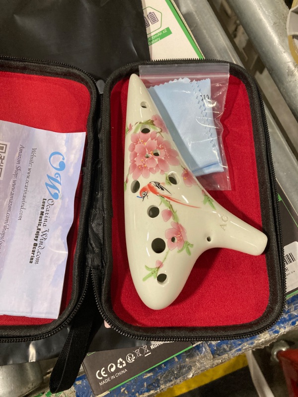 Photo 2 of 12 Hole Ceramic Ocarina with "Bird Loves Flower" Design, Tenor C Ocarina,Hand Painted by OcarinaWind, Gift Idea