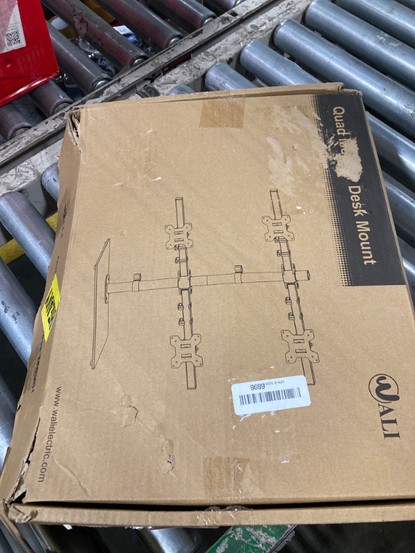 Photo 1 of WALI Freestanding Quad Monitor Mount for 17-27 Inch Screens, Fully Adjustable 4 Monitor Stand with Swivel, Tilt, Rotation, Glass Base, Max Load 22 lbs per Arm (GMF004), Black