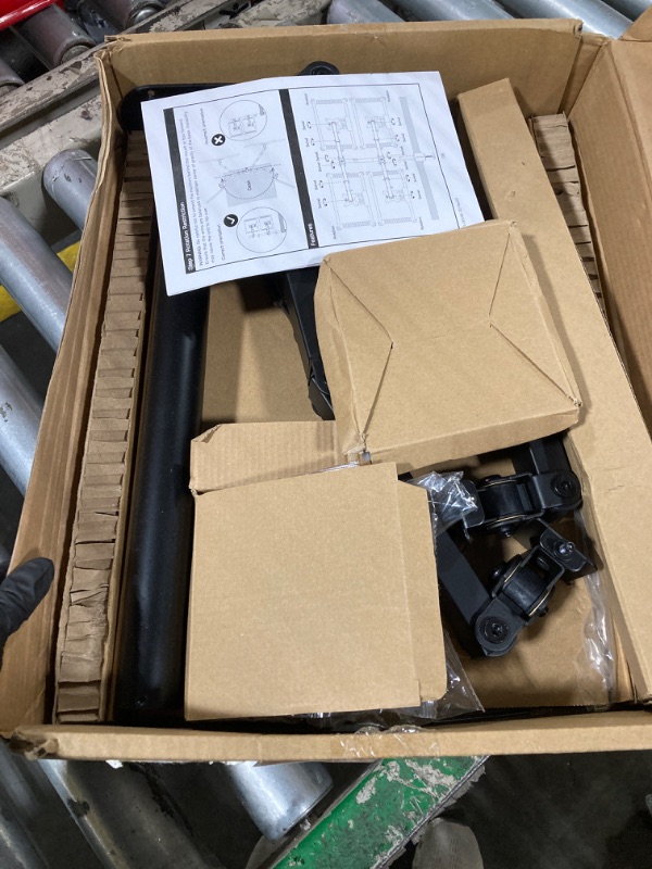 Photo 1 of WALI Freestanding Quad Monitor Mount for 17-27 Inch Screens, Fully Adjustable 4 Monitor Stand with Swivel, Tilt, Rotation, Glass Base, Max Load 22 lbs per Arm (GMF004), Black