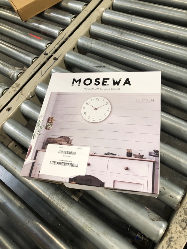 Photo 1 of Mosewa Wall Clock 12 Inch Silent Non Ticking Battery Operated Wooden White Modern Office Simple Minimalist Clock Decorative for Kitchen Home Bathroom Living Room
