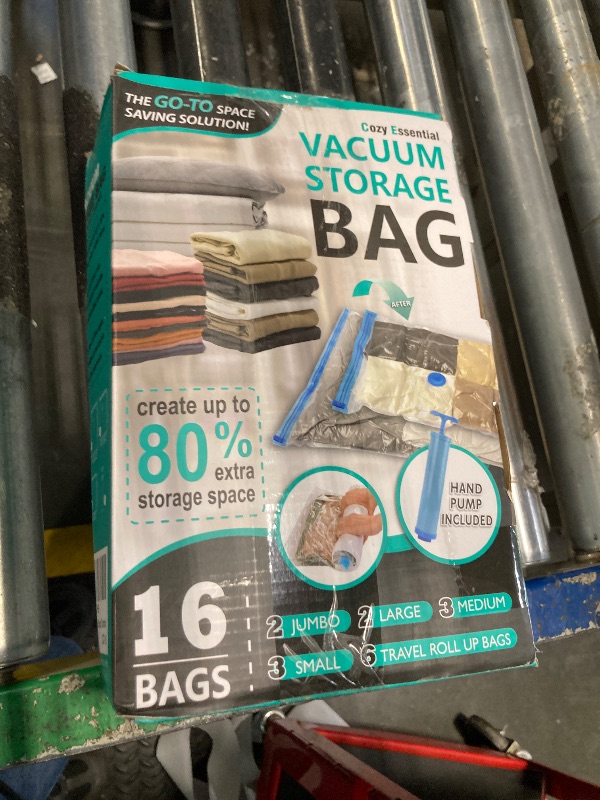 Photo 2 of 16 Pack Vacuum Storage Bags, Space Saver Bags (2Jumbo/2Large/3Medium/3Small/6Roll) Compression Storage Bags for Comforters and Blankets, Vacuum Sealer Bags for Clothes Storage, Hand Pump Included