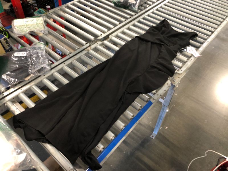 Photo 1 of ***SIZE 2P*** Betsy & Adam Women's Petite Long Sleeveless Boat Neck Ruffle Side Slit Scuba Crepe Gown, Black