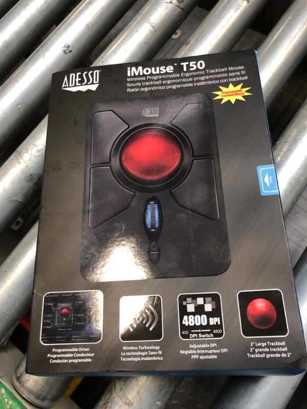 Photo 4 of ***most like new item, tested with old batteries*** ADESSO iMouse T50 Wireless Ergonomic Finger Trackball Mouse with Nano USB Receiver, Programmable 7 Button Design, and 5 Level DPI Switch, for Left and Right Hand