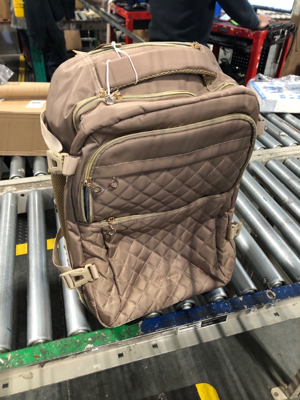 Photo 1 of **MISSING PACKING CUBE**
BAGSMART Rolling Backpack for Women, Wheeled Backpack with Packing Cube, Travel Backpack with Wheels, Carry On Suitcase Bag with Wheels 17 Inch Large Roller Backpack, Champagne