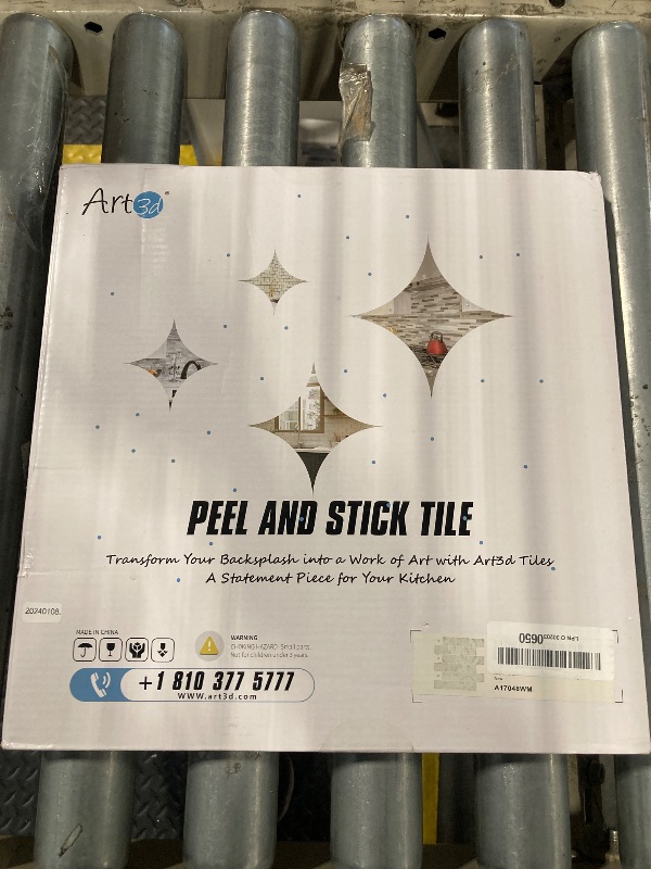 Photo 1 of ***NEW FACTORY SEALED***Art3d 10-Sheet Peel and Stick Subway Backsplash, 12 in. x 12in. White Marble Design
